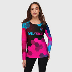 Лонгслив женский Sally Face - neon gradient: символ сверху, цвет: 3D-принт — фото 2