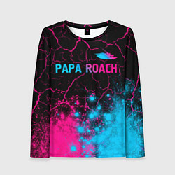 Лонгслив женский Papa Roach - neon gradient: символ сверху, цвет: 3D-принт