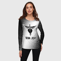 Лонгслив женский Bon Jovi glitch на светлом фоне, цвет: 3D-принт — фото 2