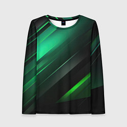 Лонгслив женский Black green abstract, цвет: 3D-принт