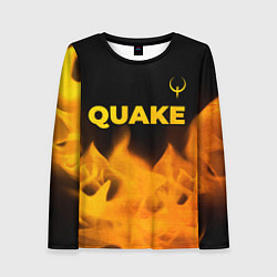 Лонгслив женский Quake - gold gradient: символ сверху, цвет: 3D-принт