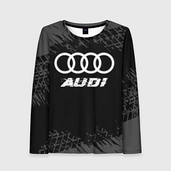 Лонгслив женский Audi speed на темном фоне со следами шин, цвет: 3D-принт