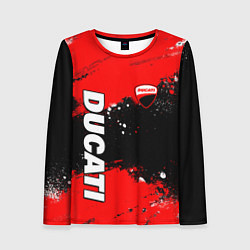 Женский лонгслив Ducati - красная униформа с красками