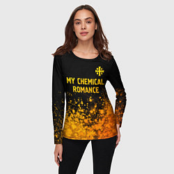 Лонгслив женский My Chemical Romance - gold gradient: символ сверху, цвет: 3D-принт — фото 2