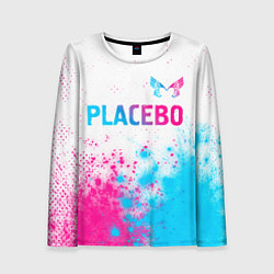 Лонгслив женский Placebo neon gradient style: символ сверху, цвет: 3D-принт
