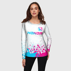 Лонгслив женский Honda neon gradient style: символ сверху, цвет: 3D-принт — фото 2