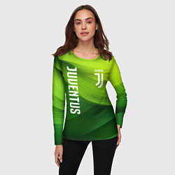 Лонгслив женский Ювентус лого на зеленом фоне, цвет: 3D-принт — фото 2