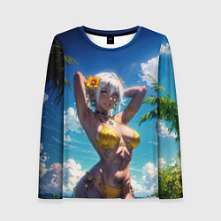 Женский лонгслив Девушка в желтом купальнике