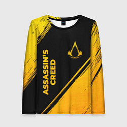 Лонгслив женский Assassins Creed - gold gradient: надпись, символ, цвет: 3D-принт