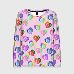 Женский лонгслив Цветные сердечки