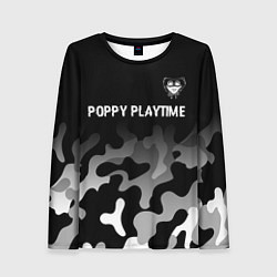 Лонгслив женский Poppy Playtime glitch на темном фоне: символ сверх, цвет: 3D-принт