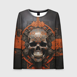 Женский лонгслив Серый череп с узорами