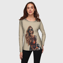 Лонгслив женский Девушка с тату, цвет: 3D-принт — фото 2