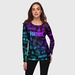 Лонгслив женский Неоновые логотипы Fortnite, цвет: 3D-принт — фото 2