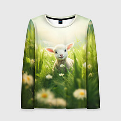 Женский лонгслив Овечка в траве