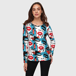 Лонгслив женский Губы и глаза, цвет: 3D-принт — фото 2
