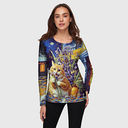 Лонгслив женский Толстый рыжий кот Ван Гога, цвет: 3D-принт — фото 2