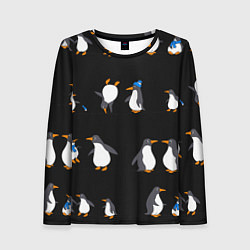 Лонгслив женский Веселая семья пингвинов, цвет: 3D-принт