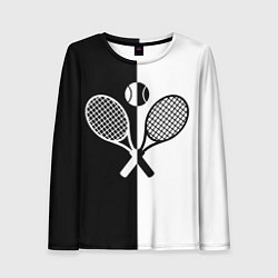 Лонгслив женский Теннис - чёрно белое, цвет: 3D-принт