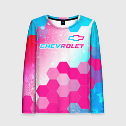 Женский лонгслив Chevrolet neon gradient style посередине