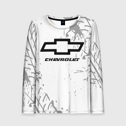Женский лонгслив Chevrolet speed на светлом фоне со следами шин