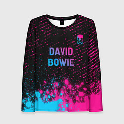 Лонгслив женский David Bowie - neon gradient посередине, цвет: 3D-принт