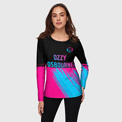 Лонгслив женский Ozzy Osbourne - neon gradient посередине, цвет: 3D-принт — фото 2