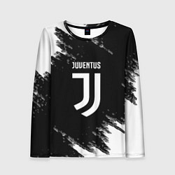 Лонгслив женский Juventus спорт краски черно белый, цвет: 3D-принт