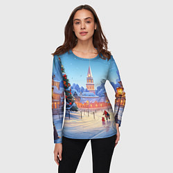 Лонгслив женский Новогодняя площадь, цвет: 3D-принт — фото 2
