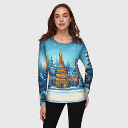 Лонгслив женский Новогоднее настроение елочка, цвет: 3D-принт — фото 2