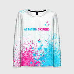 Лонгслив женский Assassins Creed neon gradient style посередине, цвет: 3D-принт
