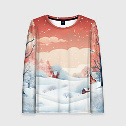 Женский лонгслив Зимняя сказка на пороге