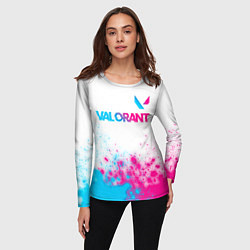 Лонгслив женский Valorant neon gradient style посередине, цвет: 3D-принт — фото 2