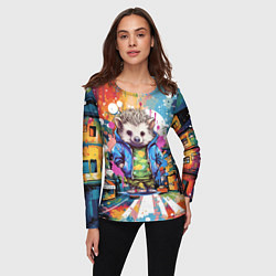 Лонгслив женский Городской ёжик, цвет: 3D-принт — фото 2