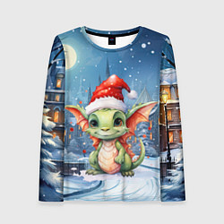 Женский лонгслив Дракон зимний праздник