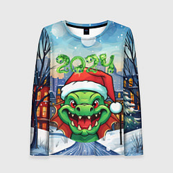 Женский лонгслив Дракон зимние забавы