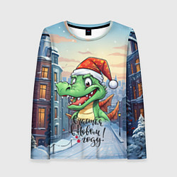 Женский лонгслив Дракошка зеленка