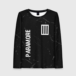 Женский лонгслив Paramore glitch на темном фоне вертикально