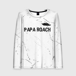 Лонгслив женский Papa Roach glitch на светлом фоне посередине, цвет: 3D-принт