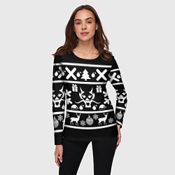 Лонгслив женский Новогодняя ёлка олень и дракон, цвет: 3D-принт — фото 2