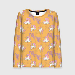 Женский лонгслив Единорог цветная грива