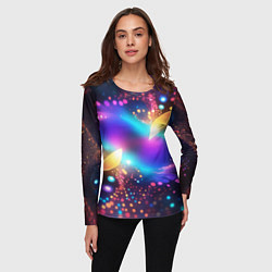 Лонгслив женский Абстрактный розово синий фрактал, цвет: 3D-принт — фото 2
