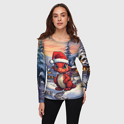 Лонгслив женский Дракоша 2024 новогодний символ года, цвет: 3D-принт — фото 2