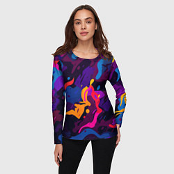 Лонгслив женский Камуфляж из разноцветных красок, цвет: 3D-принт — фото 2