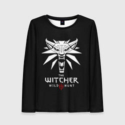 Лонгслив женский The Witcher белое лого гейм, цвет: 3D-принт