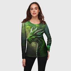 Лонгслив женский Зеленый лесной дракон символ 2024 года, цвет: 3D-принт — фото 2