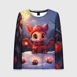 Лонгслив женский Маленький дракоша со свечками, цвет: 3D-принт