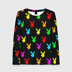 Женский лонгслив Playboy pattern неон