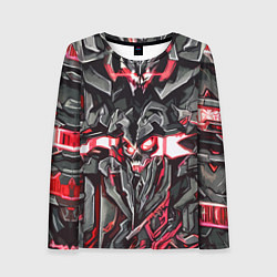 Женский лонгслив Красный абстрактный кибер череп