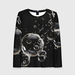Лонгслив женский Пузыри на черном, цвет: 3D-принт